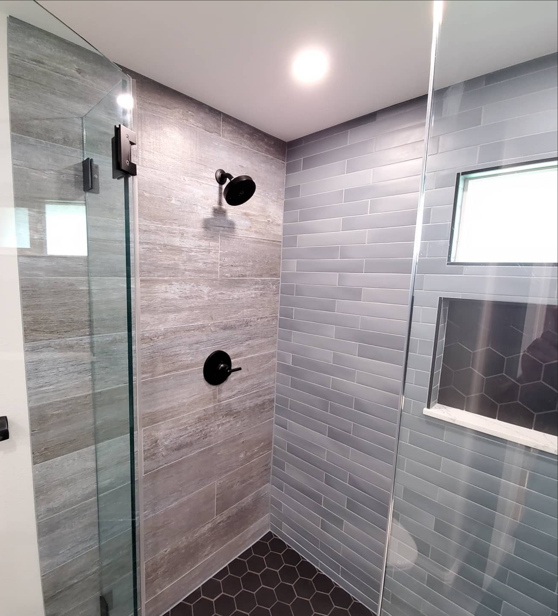 Custom bathroom with marble tilework